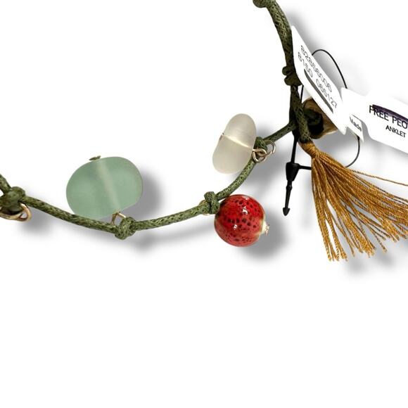 Free People Shell Bohemian Beach Summer Collected Anklet in Sage Green NWT Boho - Picture 7 of 12